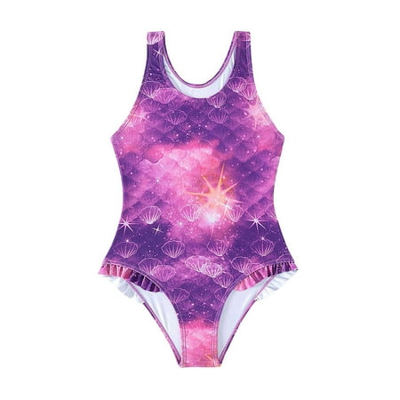 YAYUBA Swimsuits for Girls 10-12 One Piece Ruffle Striped One Piece Swimsuit Girls Quick Dry Durability Pool Party Swimsuit Adorable Kids Beach Swimming