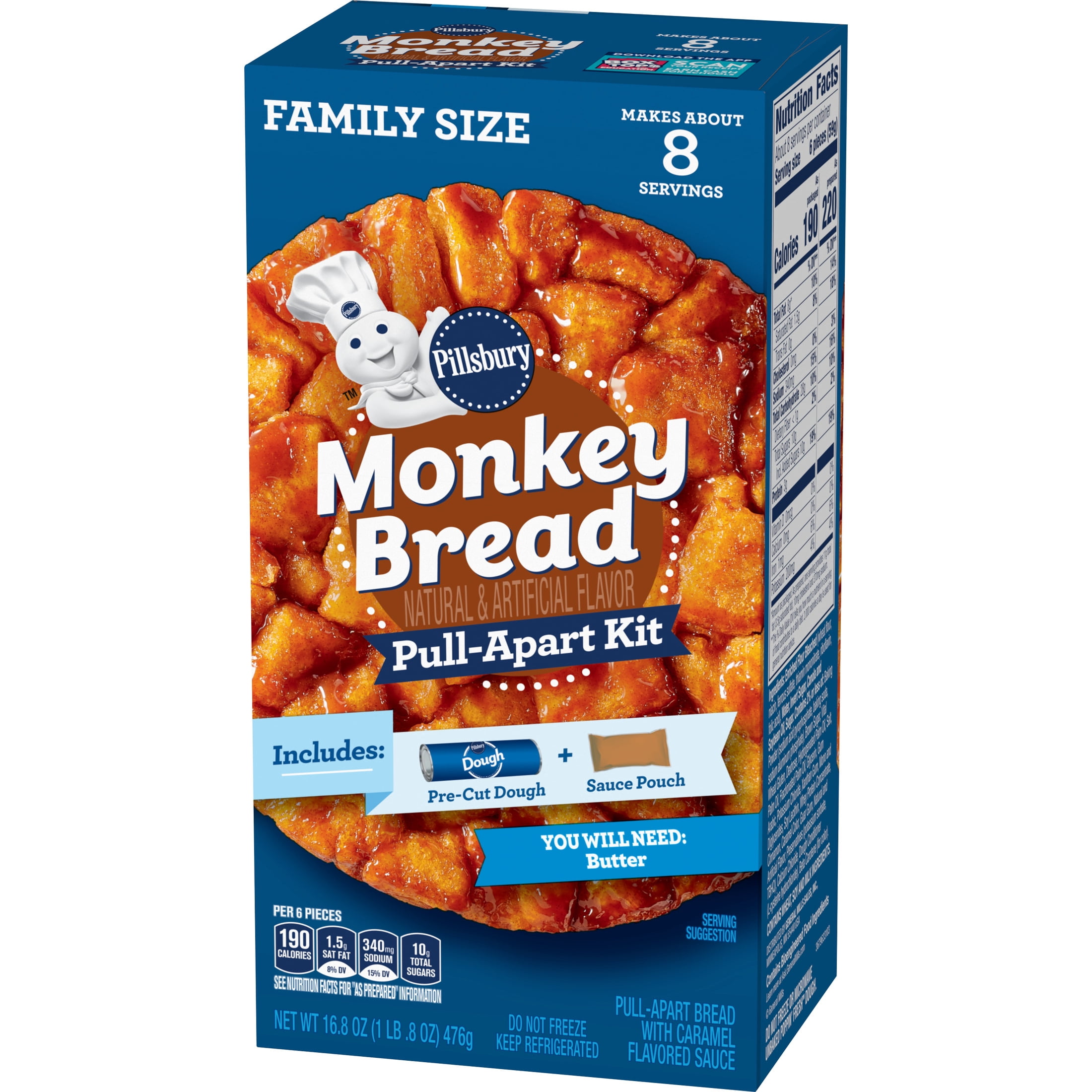 Pillsbury Pull-Apart Kit, Monkey Bread Dough and Sauce, Family Size, 16.8 oz