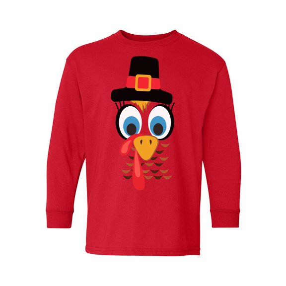 Awkward Styles Kids Thanksgiving Sweaters Youth Turkey Face Long Sleeve Shirt