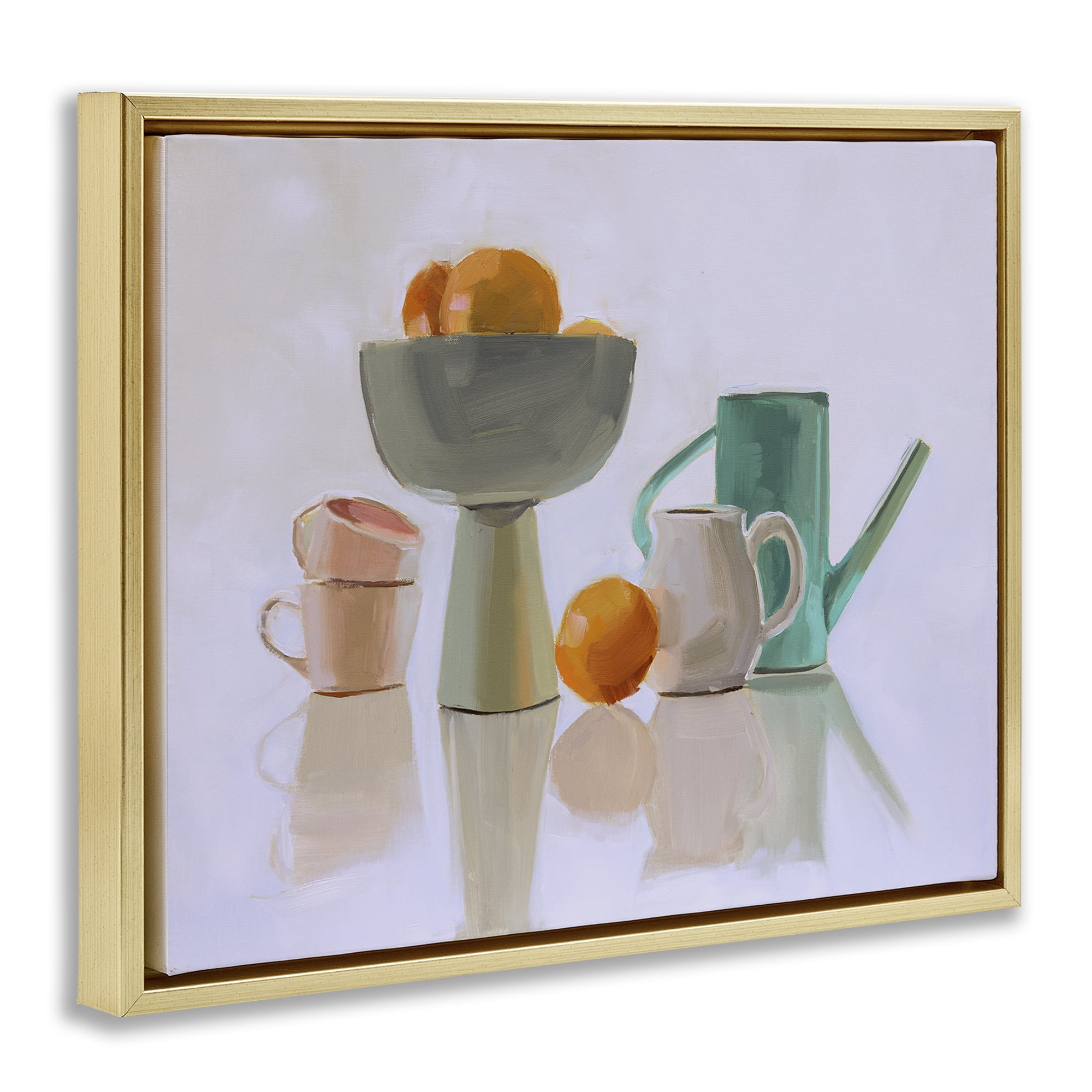 Stupell Industries Reflective Pottery Still Life Food & Beverage Painting Gold Floater Framed Canvas Art Print Wall Art, 31 x 25