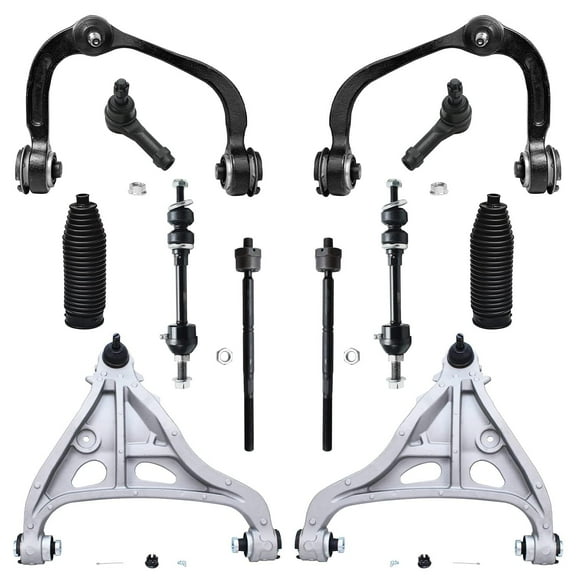 Detroit Axle - Front 12pc Suspension Kit 4WD Ford F-150 Lincoln Mark LT 2005 2006 2007 2008, 4 Upper and Lower Control Arms 2 Sway Bars 4 Outer & Inner Tie Rods 2 Boots Replacement
