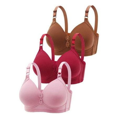 Weikingp bras for women  High Support Bras For Women Adjustable Strap Full Coverage Up Bras Comfortable No Underwire Wireless Bras womens underwear plus size lingerie clearance Wine 50
