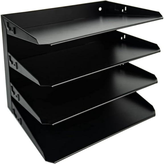 EASY LIFE PRODUCTS Desk File Organizer Shelf Rack, Metal, black(4 Tier)