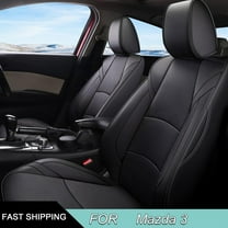 IKABEVEM Custom Seat Covers for Mazda 3：Sedan 2019-2024 Waterproof Leather Car Seats Cover Full Set Black