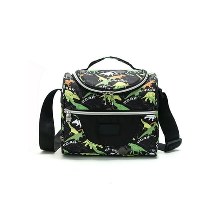 

Ritualay Child Lunch Bag Insulated Lunchbox Cooler Waterproof Shoulder Bags Top Handle Toddler Reusable Adjustable Strap Cartoon Thermal Girls Green Dinosaur 7L
