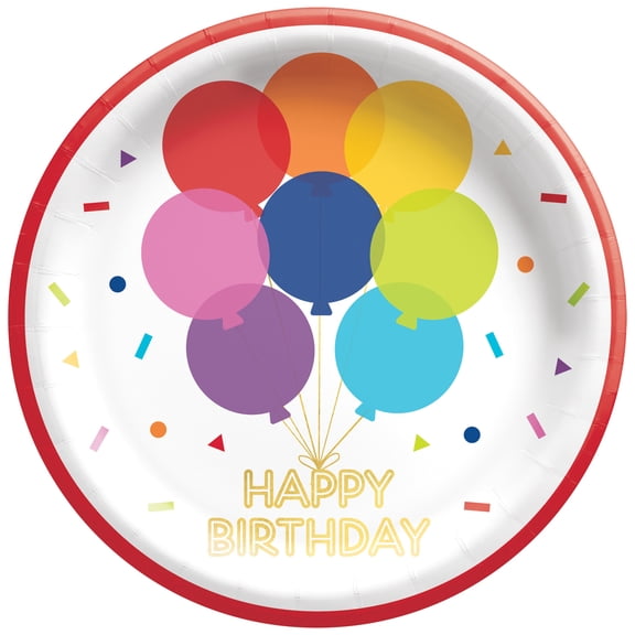Amscan Celebration Rainbow Lunch Paper Plates, 8-1/2", Multicolor, Pack Of 8 Plates