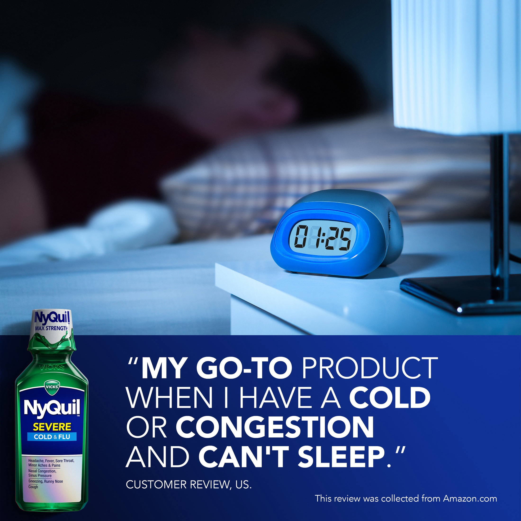 Vicks NyQuil SEVERE Cold & Flu Liquid, Cold and Flu Medicine for Adults, Original, 12 fl oz