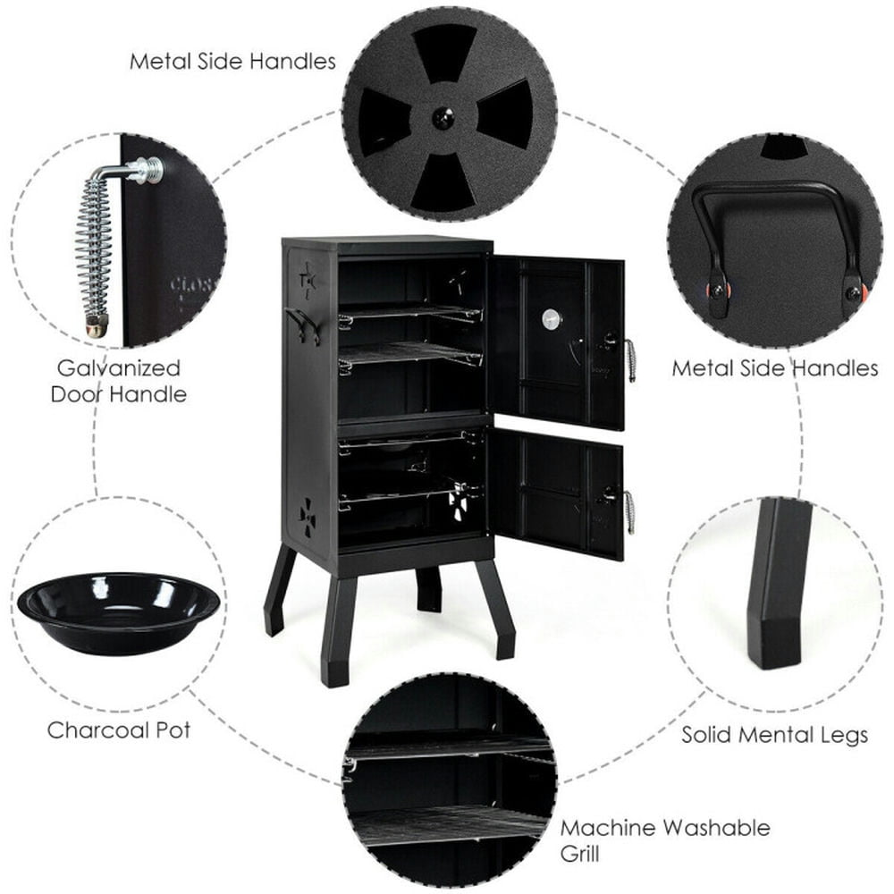 Spaco Vertical 2-Tier Outdoor Barbeque Grill with Temperature Gauge, Camp Stove for Outdoor Cooking