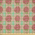 thumbnail image 2 of Ambesonne Raspberry Fabric by the Yard Microfiber, Summer Fruit and Leaves, 5 Yards, Tan Dark Pink and Mint Green, 2 of 2