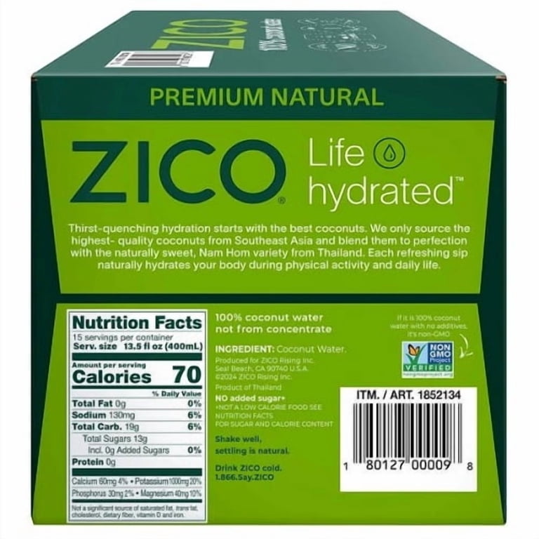 Zico 100% Coconut Water, 13.5 Ounce (Pack of 15) - Walmart.com