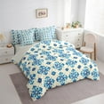 thumbnail image 3 of Manfei Tie Dye Damask Twin Bedding Sets, Bohemian Flower Blossom Bedding Comforter Set, Baroque Jacquard Floral Sheet Sets, Blue Beige Room Decor Reversible 7 Pieces, 3 of 8