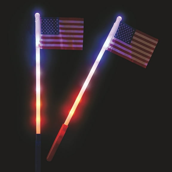 USA Light-Up Flags, Toys, Fourth of July, 12 Pieces