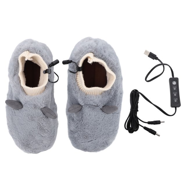 1 par de calentadores de pies eléctricos, zapatos con calefacción USB, 3 engranajes, temperatura ajustable, zapatillas con calefacción para caminar, 270mm, gris, azul, tamaño 40-41