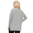thumbnail image 3 of YELETE Women’s Keep it Classy V-Neck Long Sleeve Top, Heather Grey S, 3 of 4
