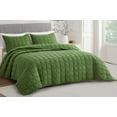 thumbnail image 2 of Chezmoi Collection Tencel Modal Blend Quilt Set Queen Size, Forest Green, Lightweight Soft Bedspread Detailed Square Stitched Quilt for All Seasons, 3-Piece, 2 of 9