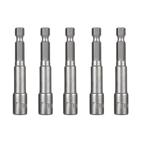 5 Pieces Nut Driver Household Workshop Woodworking Hex Hexagon Shank Shank Bit Electric Pneumatic Screwdriver Impact Drivers Bits 7x65mm