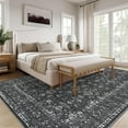 thumbnail image 3 of Assaile Luxury Bohemian Black 8'x10' Area Rugs with Exotic Floral Stripes, Soft Low Pile Non Slip Living Room Carpet, Machine Washable, 3 of 7