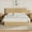 Oak, variant on Queen Size Bed Frame with LED Lights, Modern Wooden Corrugated Curved Lines, Convex Groove Board Design, Oak,Ships 2 Pkgs
