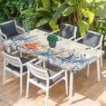 thumbnail image 2 of Blue Coastal Table Cloths for 4 Foot Rectangle Tables, Summer Beach Starfish Weeping Eucalyptus Retro Patio Waterproof Elastic Fitted Tablecloths, Washable Rectangular Table Cover for Camping, 2 of 8