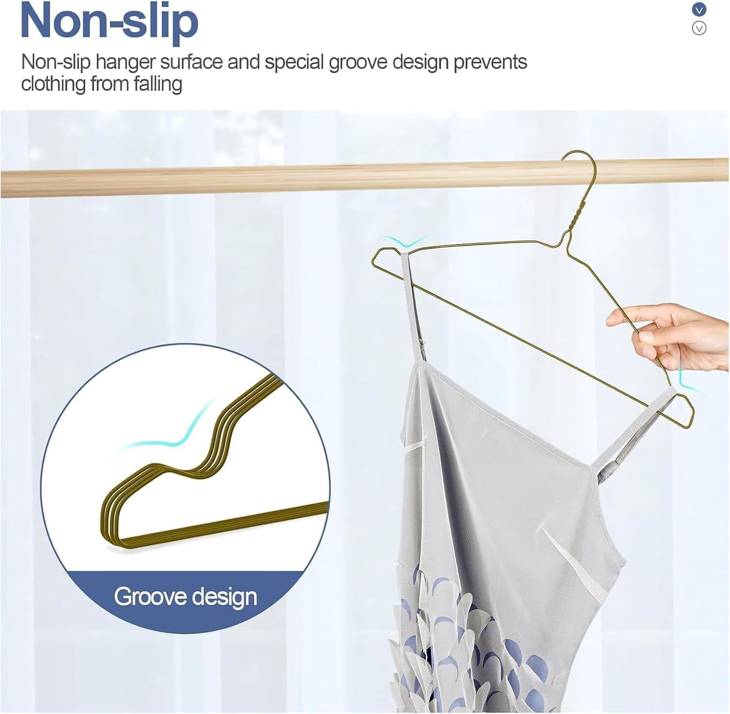 SPECILITE Wire Hangers 100 Pack, Metal Wire Clothes Hanger Bulk for Coats, Space Saving Metal Hangers Non Slip, Bronze