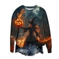 thumbnail image 5 of YUGYXL Halloween Shirts for Women Plus Size Long Sleeve Tops Funny Witchy Pumpkin Ghost Graphic Tees Cotton Crewneck Blouses E Multicolor XL, 5 of 6