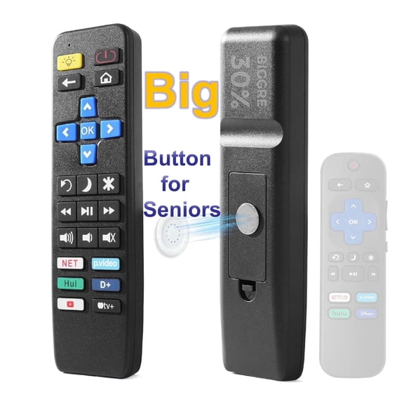 Big Button TV Remote Control Replacement for All Roku TV only Simple and Easy to Use