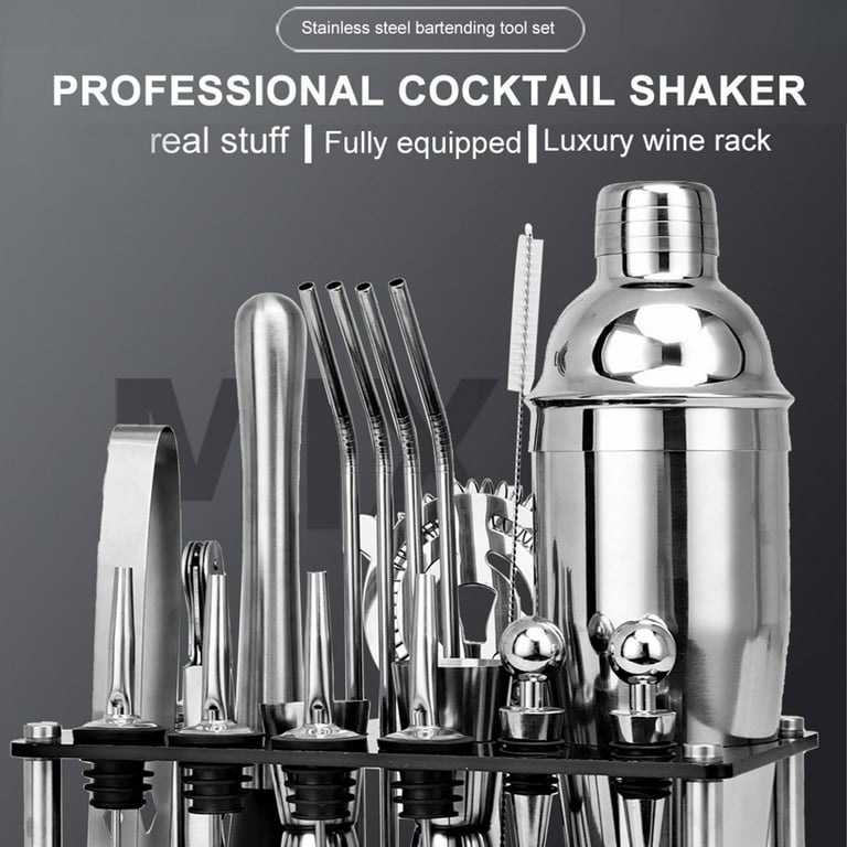 30-Piece Cocktail Shaker Set Stainless Steel Bartender Kit with Acrylic  Stand & Cocktail Recipes Booklet, Bar Sets for Home, Professional Bar Tools