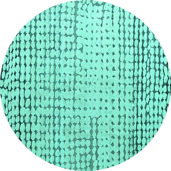 Ahgly Company Indoor Round Solid Turquoise Blue Modern Area Rugs, 7' Round