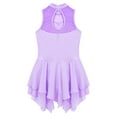 thumbnail image 6 of Haitryli Kids Girls Figure Ice Skating Dress Sleeveless Turtleneck Ballet Dance Dress Dancewear Lavender 12, 6 of 7