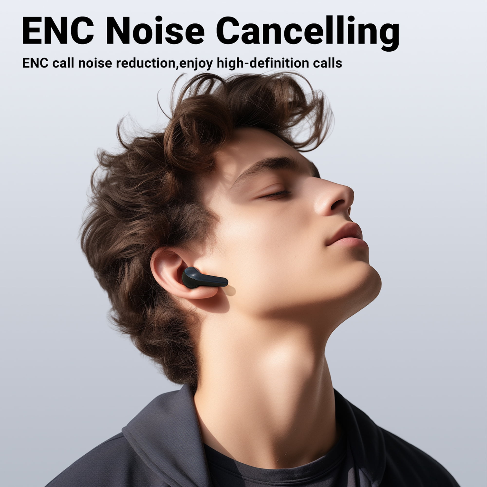 ACEFAST Wireless Earbuds Bluetooth 5.3 Noise Reduction TWS In-Ear Headset with LED Battery Display for Android/iOS (Black)