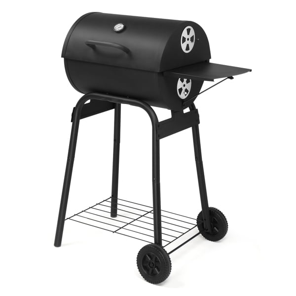 Charcoal BBQ Grill, Spacious Cooking Area with Warming Rack, Adjustable Charcoal Pan, Side Table & Wheels for Backyard/Camping
