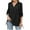 Black, variant on Women's Collared V Neck Shirt Roll Up Sleeve Side Drawstring Loose Casual Top Office Daily Wear White