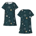 thumbnail image 5 of Salouo Christmas Snowflake Print Short Sleeve Sleepshirt for Womens Comfy Nightgown Scoopneck Cute Nightdress Ruffle -Medium, 5 of 7