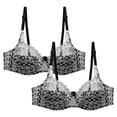 thumbnail image 3 of Feancey Plus Size Lace Bras for Women 2 Pack Floral Embroidery Underwire Bra Full Coverage Push Up Brassiere Adjustable Straps Minimizer Bras White L, 3 of 10