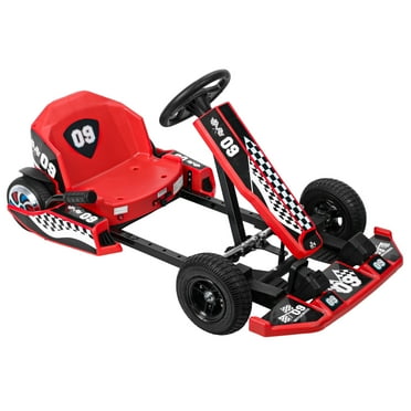 Aqyh 36V Electric Go Kart 32" - 44" Adjustable Drift Kart for Kids Age 8-12, Full Steel Frame, 350W Motor, 3 Speeds up to 16 mph, 187 lbs, Red