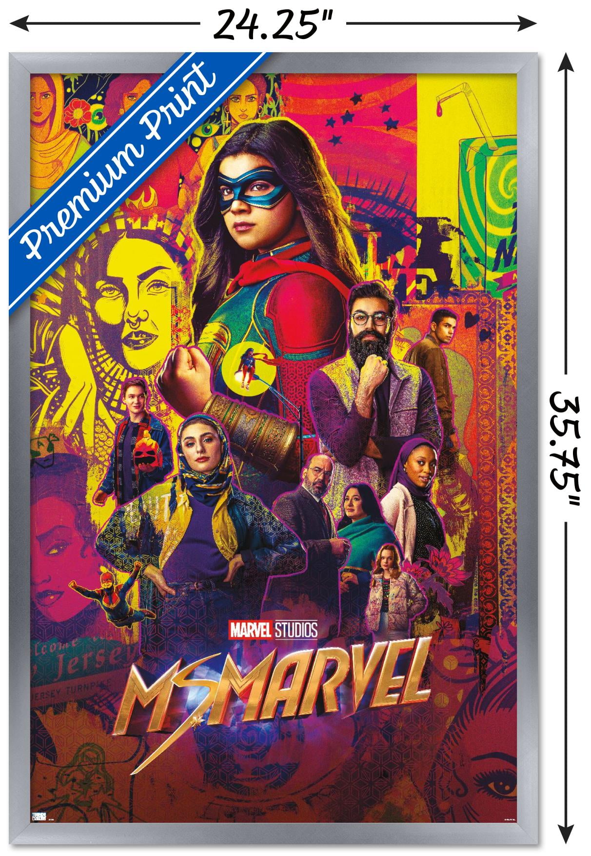 Marvel Ms. Marvel - One Sheet Wall Poster, 22.375" x 34" Framed