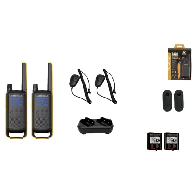 Radio bidireccional Motorola T470 de 22 canales, recargable, paquete de 2