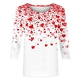 thumbnail image 5 of Valentine's Day Shirts Womens Love Heart Cute Tops 3/4 Sleeve Valentines Tshirts Round Neck Graphic Tee (S, White 01), 5 of 5