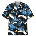 thumbnail image 3 of Camisa hawaiana con estampado de paracaidismo para hombre, camisas de flores tropicales con estampado 3D a la moda, blusa de manga corta con solapa y botones para verano, 3 of 5