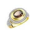thumbnail image 4 of RYLOS Rings for Women 14K Gold Plated Silver Ring Classic 9X7MM Oval Gemstone & Diamonds June Smoky Quartz Jewelry Size 5, 4 of 7