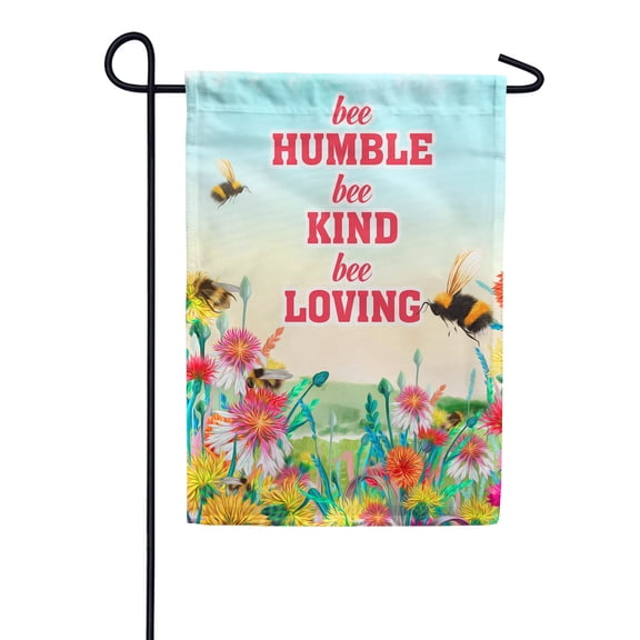 America Forever Bee Humble Bee Kind Garden Flag 12.5 x 18 inch Honey Bee Floral Inspirational Motivational Quote Positive Vibes Spring Summer Double Sided Outdoor Yard Decorative Flag