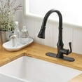 thumbnail image 6 of BWE Kitchen Faucet Matte Black with Pull Out Sprayer 3 Spray Modes Farmhouse Single Handle Singe Lever Gooseneck High Arc Kitchen Sink Faucet with Deck Plate Commercial Bar Kitchen Faucets, 6 of 9