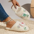 thumbnail image 4 of Aayomet Slippers for Women Slip On Mahjong Decorated Closed Toe Flat Casual Cotton Slippers (Beige, 6), 4 of 5