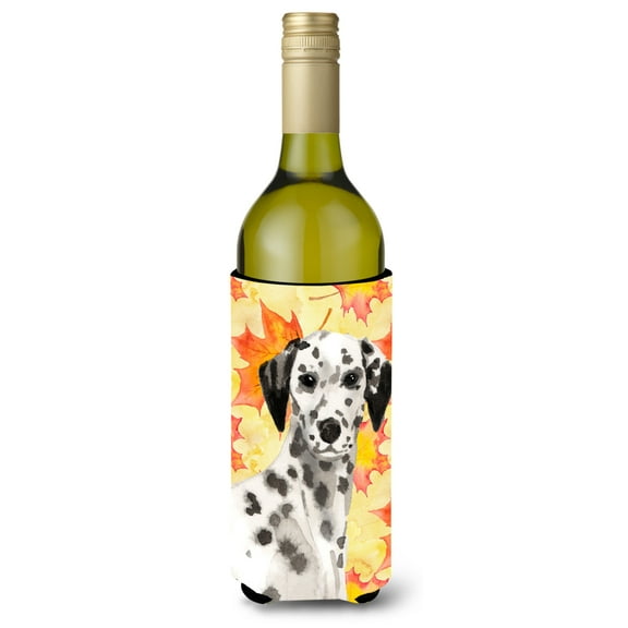 Carolines Treasures BB9520LITERK Dalmatian Fall Wine Bottle Beverge Insulator Hugger  Wine Bottle multicolor