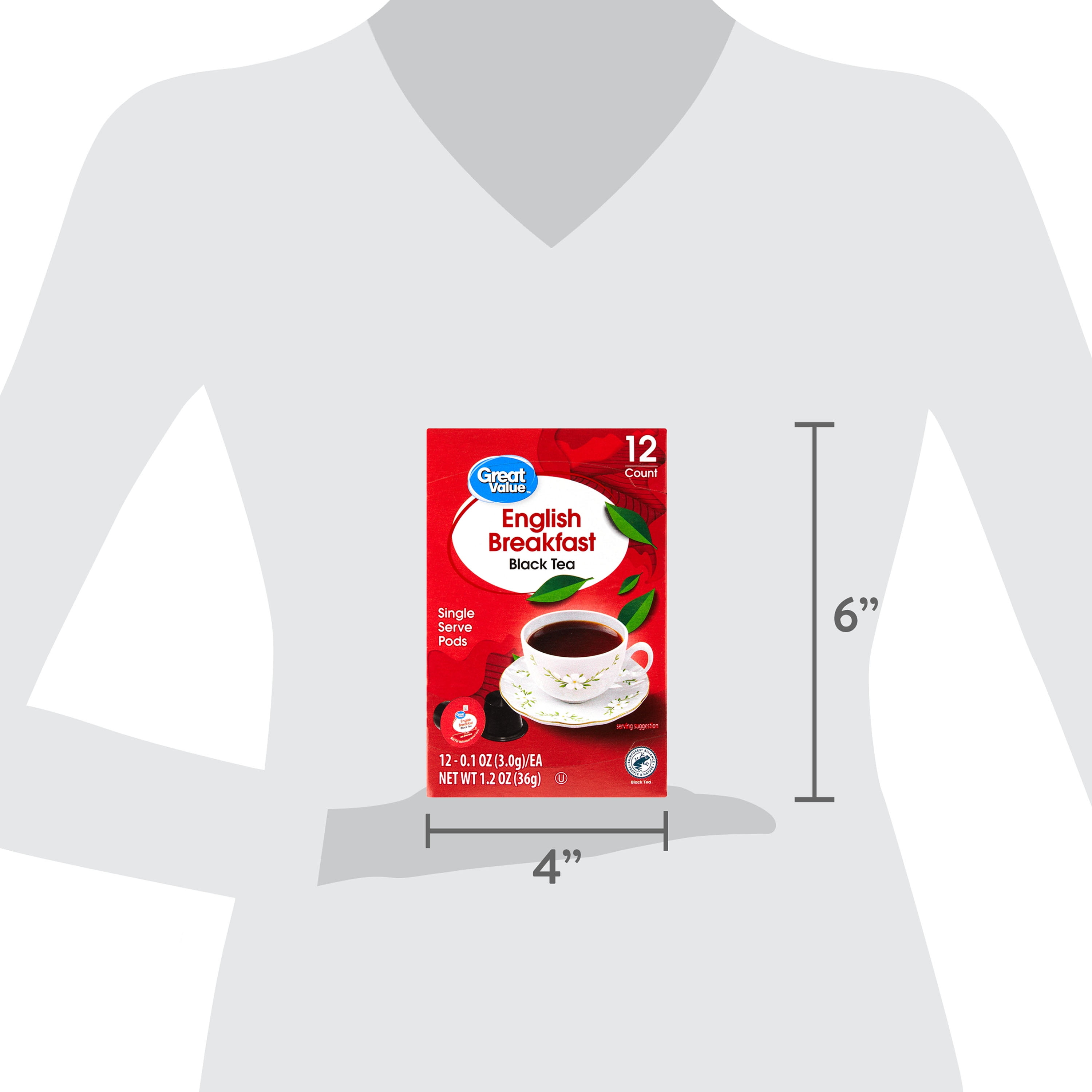(3 pack) Great Value English Breakfast Black Tea Single Serve Pods, 1.2 oz, 12 Count