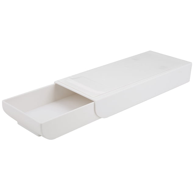 Organizador de escritorio debajo de la pasta, caja de almacenamiento de escritorio de plástico ABS blanco, suministros de oficina y papelería
