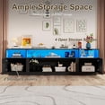 thumbnail image 4 of Aphthongs 90" LED TV Stand with Power Outlet for 100/90/85 Inch TVs, High Glossy Modern Entertainment Center TV Media Console Gaming with 2 Storage Cabinets for Living Room, Bedroom, 4 of 8