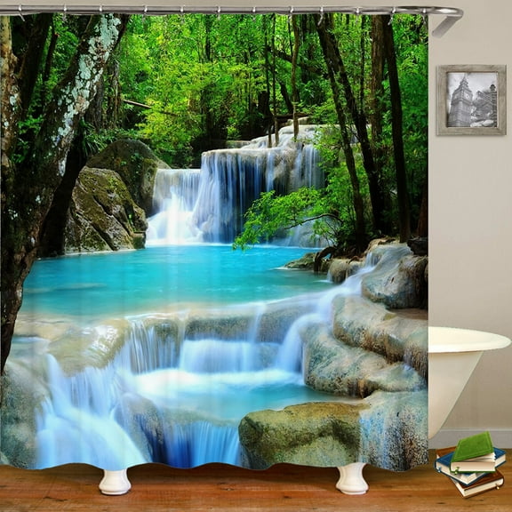 Shower Curtain for Bathroom 71"Wx95"H Waterfall Decor Curtain Sets Extra Long Bath Curtains with Hooks