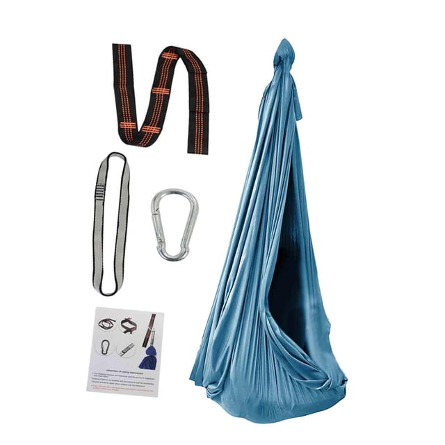 Hamaca elástica para yoga, hamaca colgante para niños, para adolescentes y yoga al aire libre Azul y L