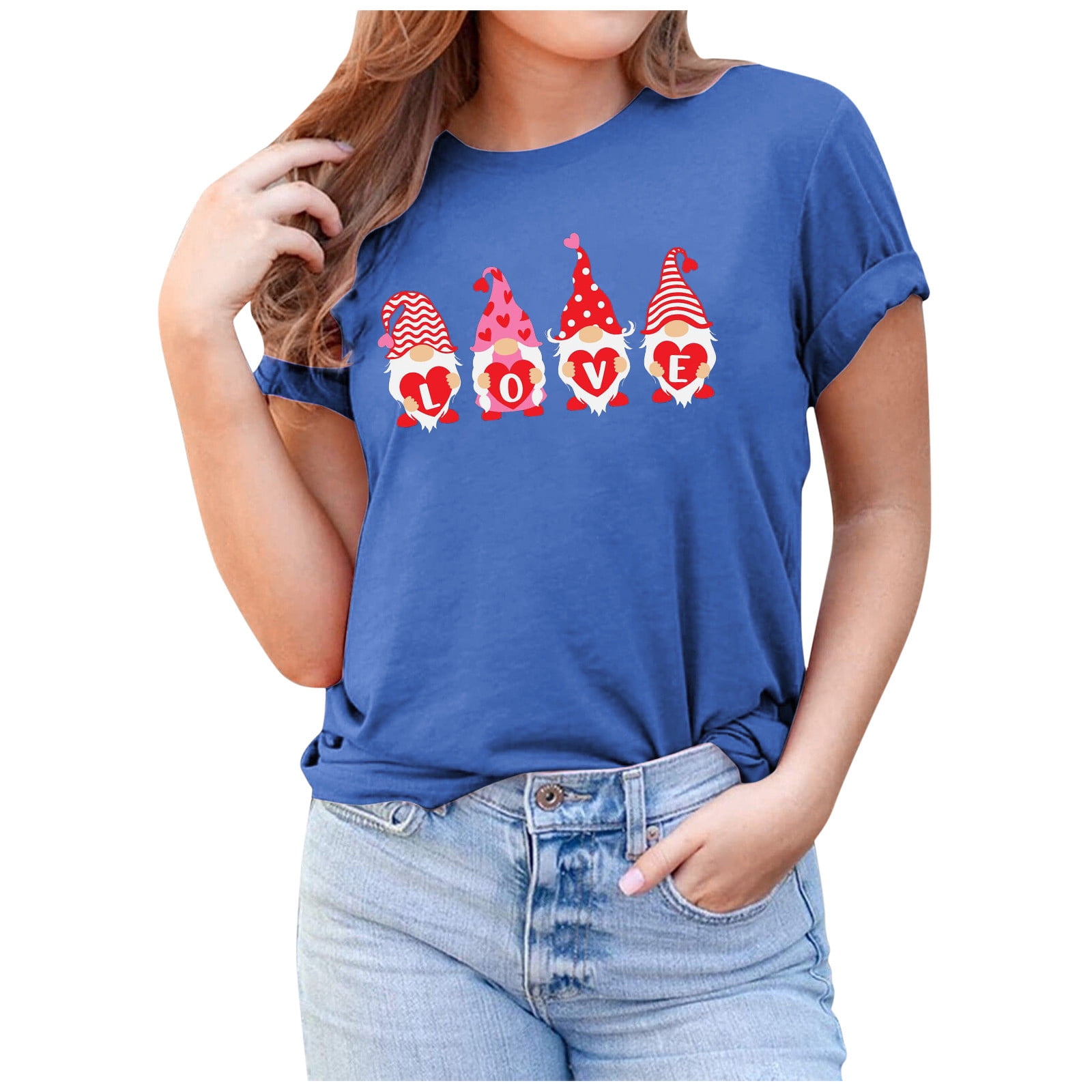 Fhljh Women's Fashion Cute Dwarf Love Print Short Sleeve T-shirt Casual  Blouse - Walmart.com